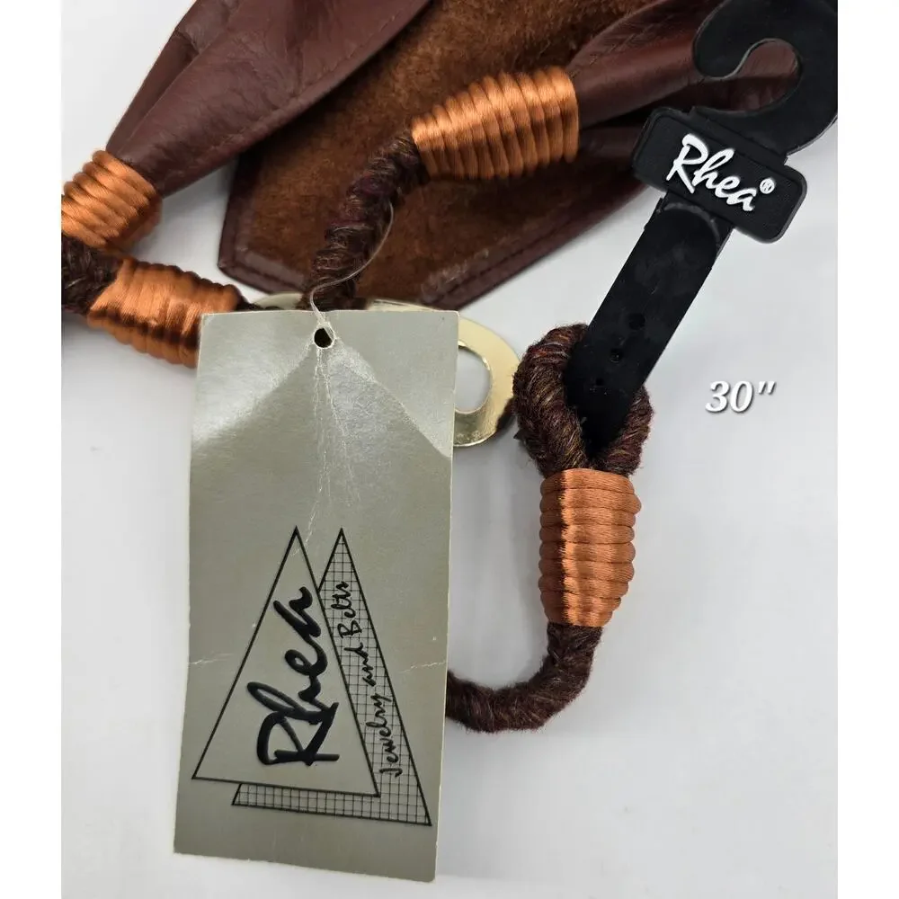 Rhea Vintage‎ 80's Faux Leather & Rope Belt with Beaded Accent